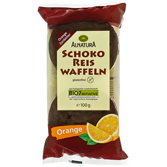 Alnatura Schoko Reis Waffeln Zartbitter Orange