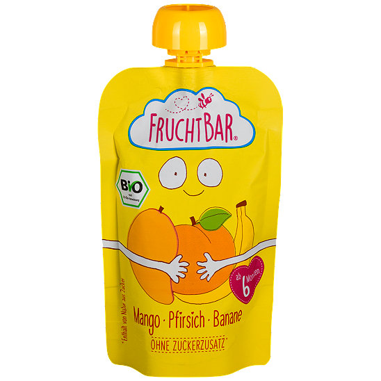 FruchtBar Bio Fruchtpüree Mango Pfirsich Banane