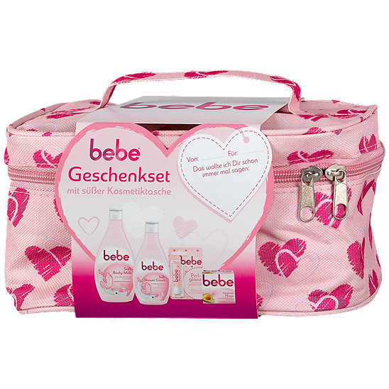 5-teiliges Rosa Schleifen Set - Glasbecher, Kosmetiktasche, Schlüsselanhänger Geschenk