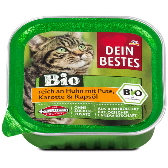 Dein Bestes Bio Katzenfutter Mit Huhn Pute Karotte Nassfutter