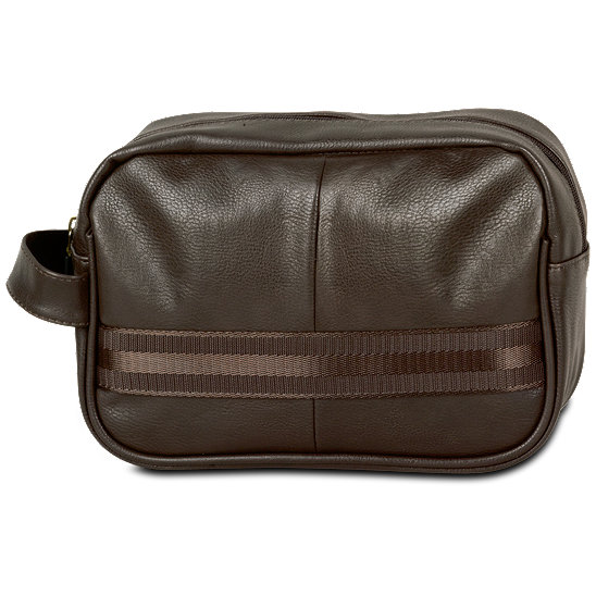 Herrentasche dunkelbraun in Lederoptik mit Borte und Henkel