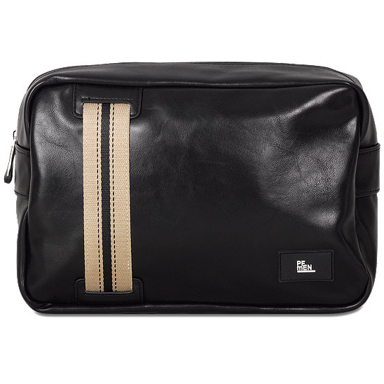Herrentasche schwarz in Lederoptik mit Borte