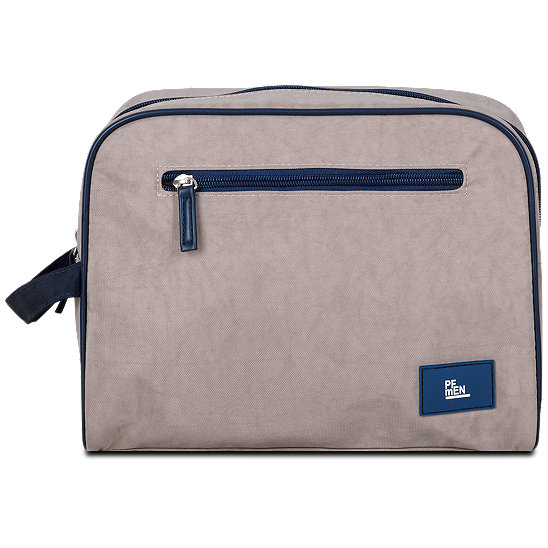 Herrentasche taupe mit Vordertasche und Henkel