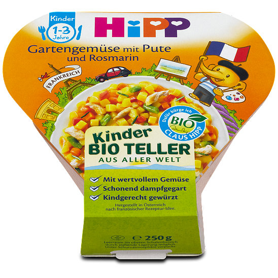Hipp Menü Kinder Bio Teller Gartengemüse, Pute und Rosmarin
