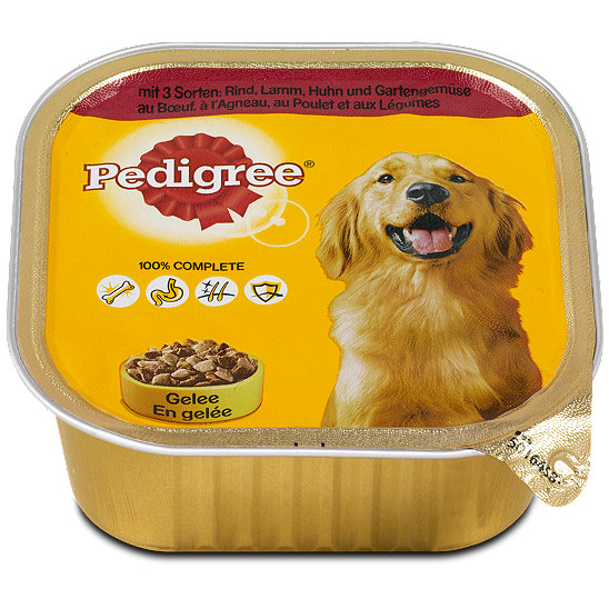 Pedigree Hundefutter mit 3 Sorten Fleisch & Gemüse in Gelee