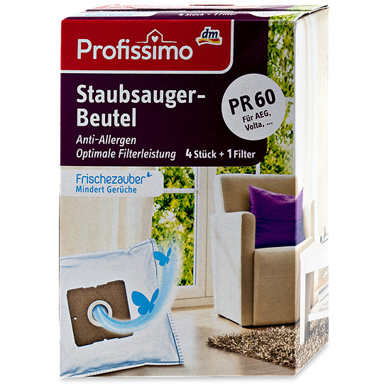 Profissimo Staubsaugerbeutel PR (4 Stück + 1 Filter) - Anti-Allergen Mit Geruchsminderung