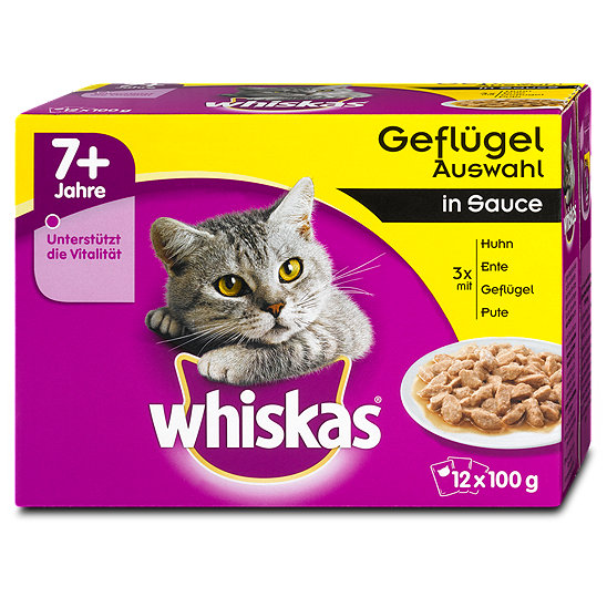 whiskas 7+ Jahre Katzenfutter Geflügel Auswahl in Sauce