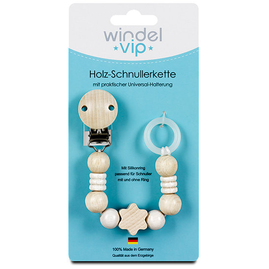 Windel Vip Holz Schnullerkette Sort
